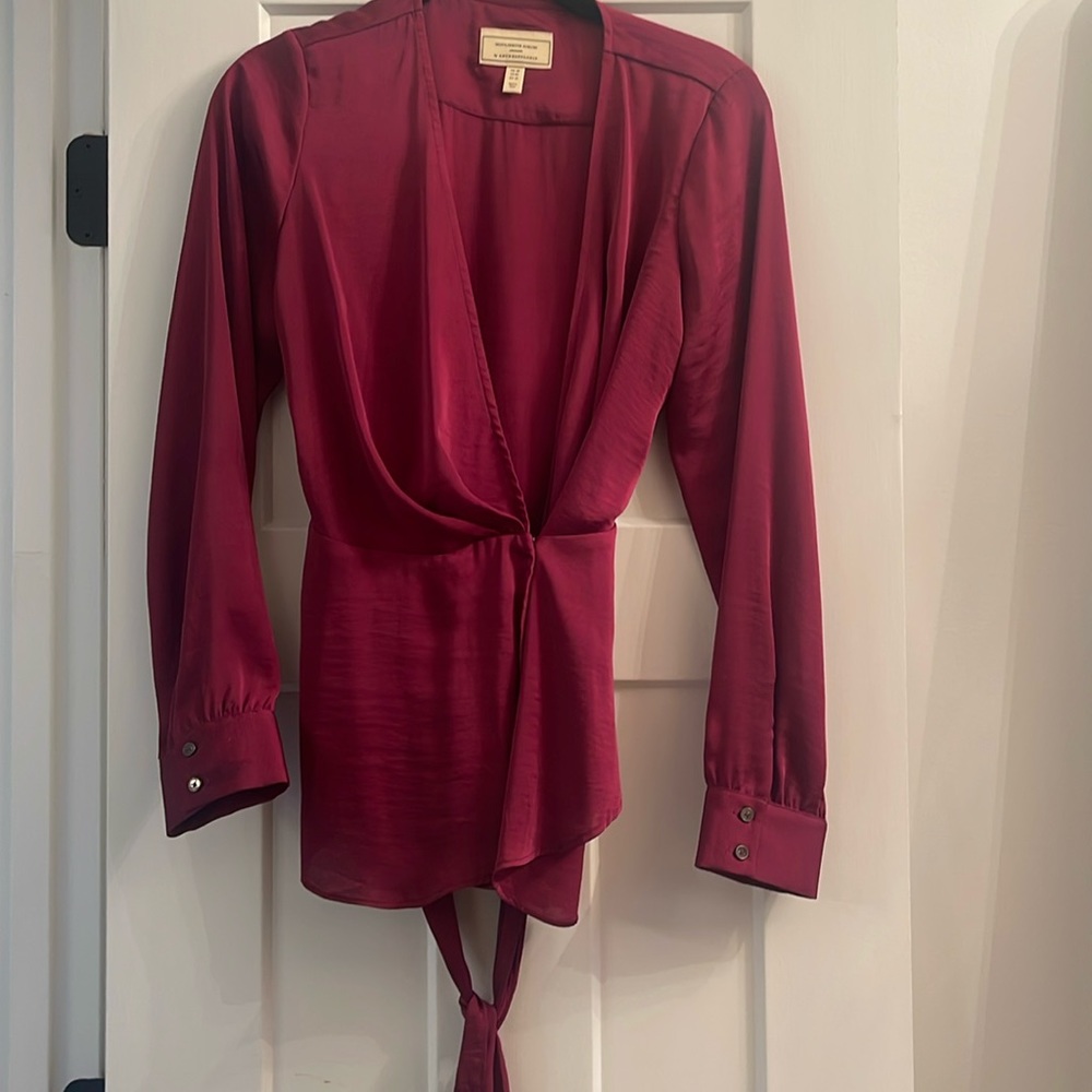 Anthropologie: Moulinette Soeurs cranberry blouse size 4